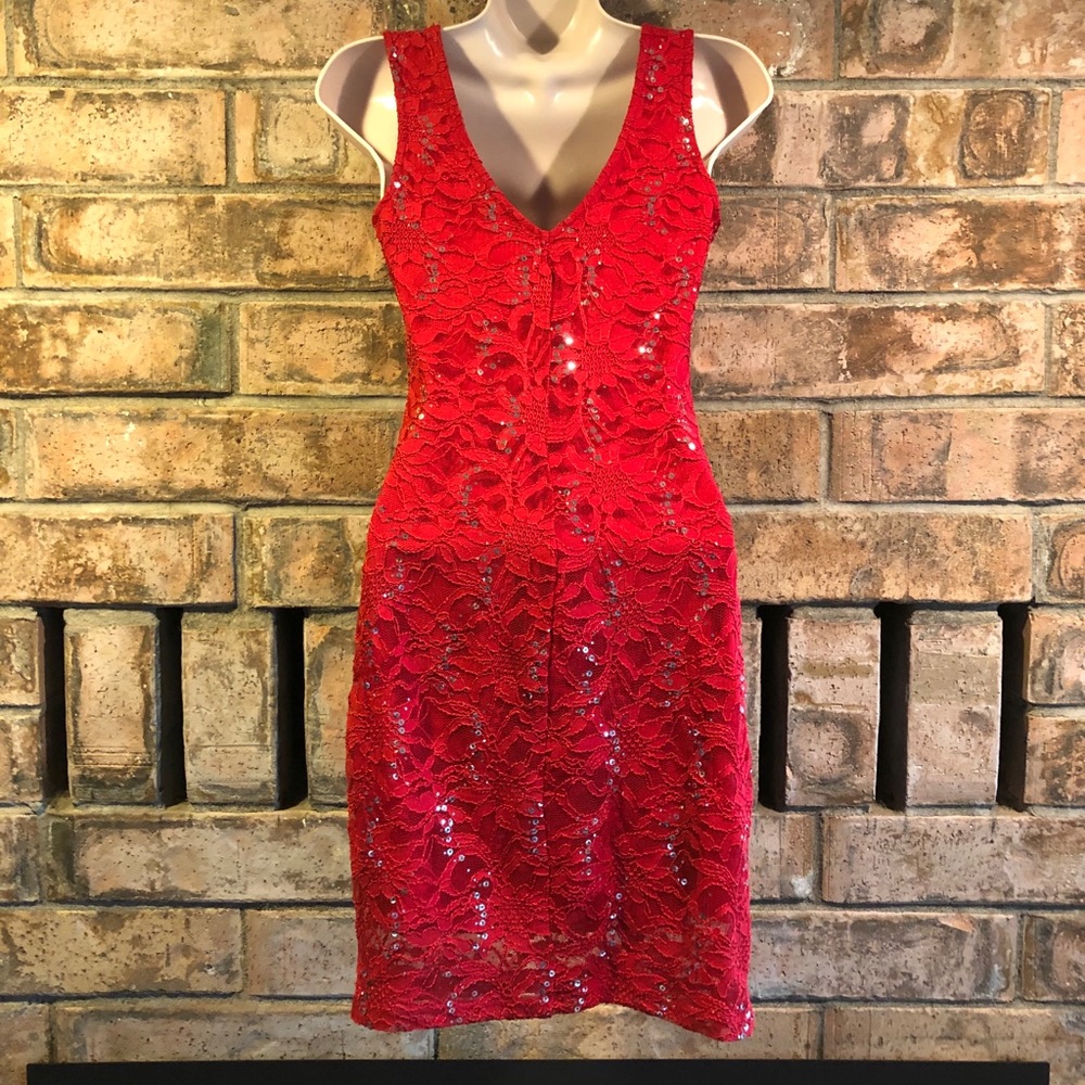 Ruby Rox Red Dress with Sequins - Picture 5 of 13